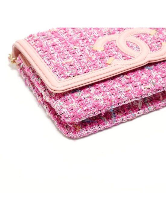 Chanel Shoulder Bag Filigree Tweed Chain Wallet - Picture 5 of 10